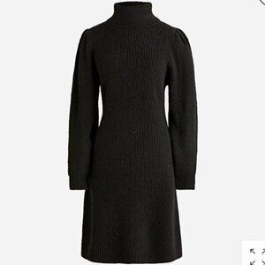 J.Crew Black Puff-Sleeve Turtleneck Sweater-Dress‎